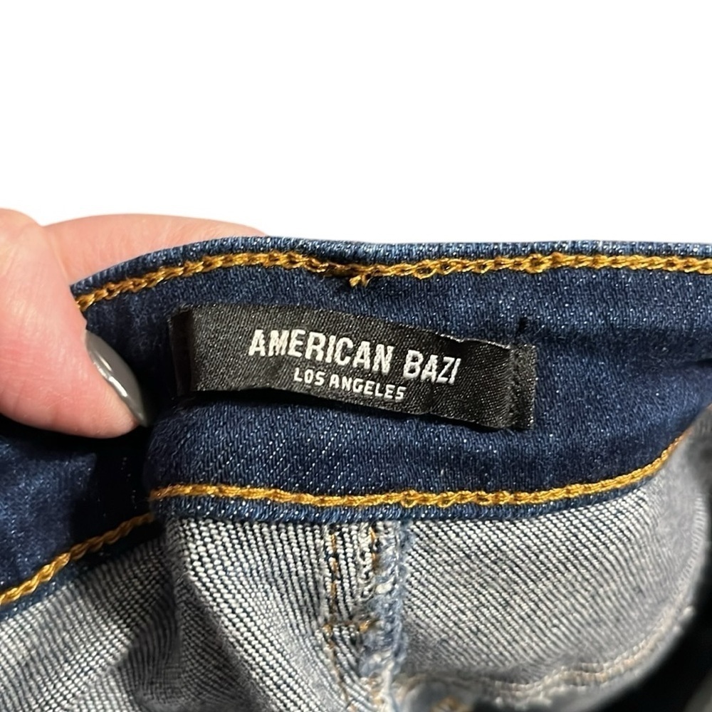 American Bazi distressed dark wash plus size jeans with cuffed ankles - Picture 5 of 6